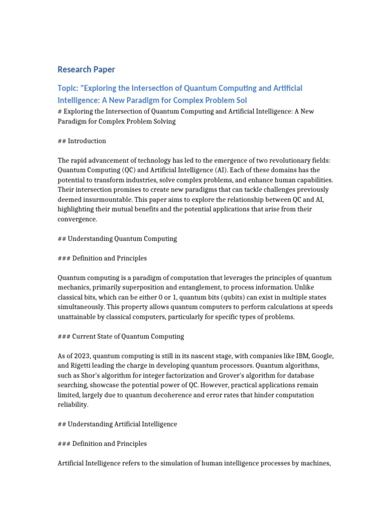 Exploring The Intersection of Quantum Computing 5769 | PDF | Quantum ...