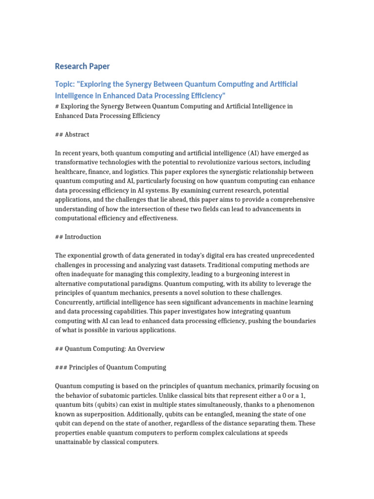 Quantum Computing & AI Synergy Explained | PDF | Quantum Computing ...