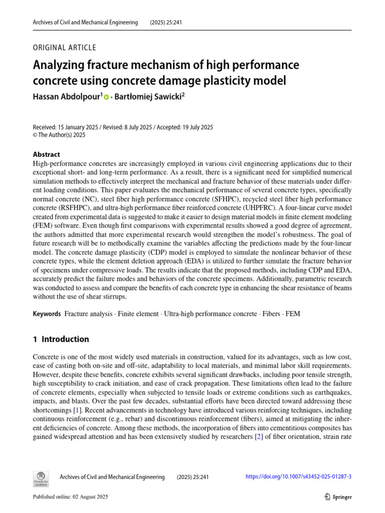 Fracture Mechanism in High-Performance Concrete | PDF | Deformation ...