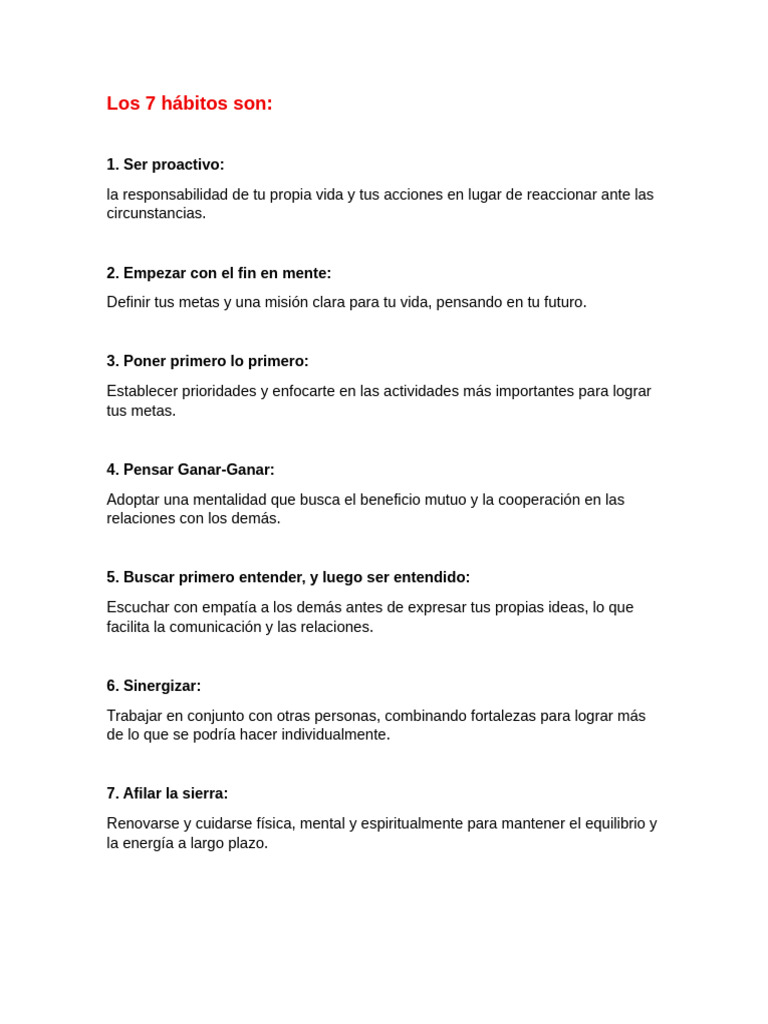 7 Hábitos para el Éxito Personal | PDF