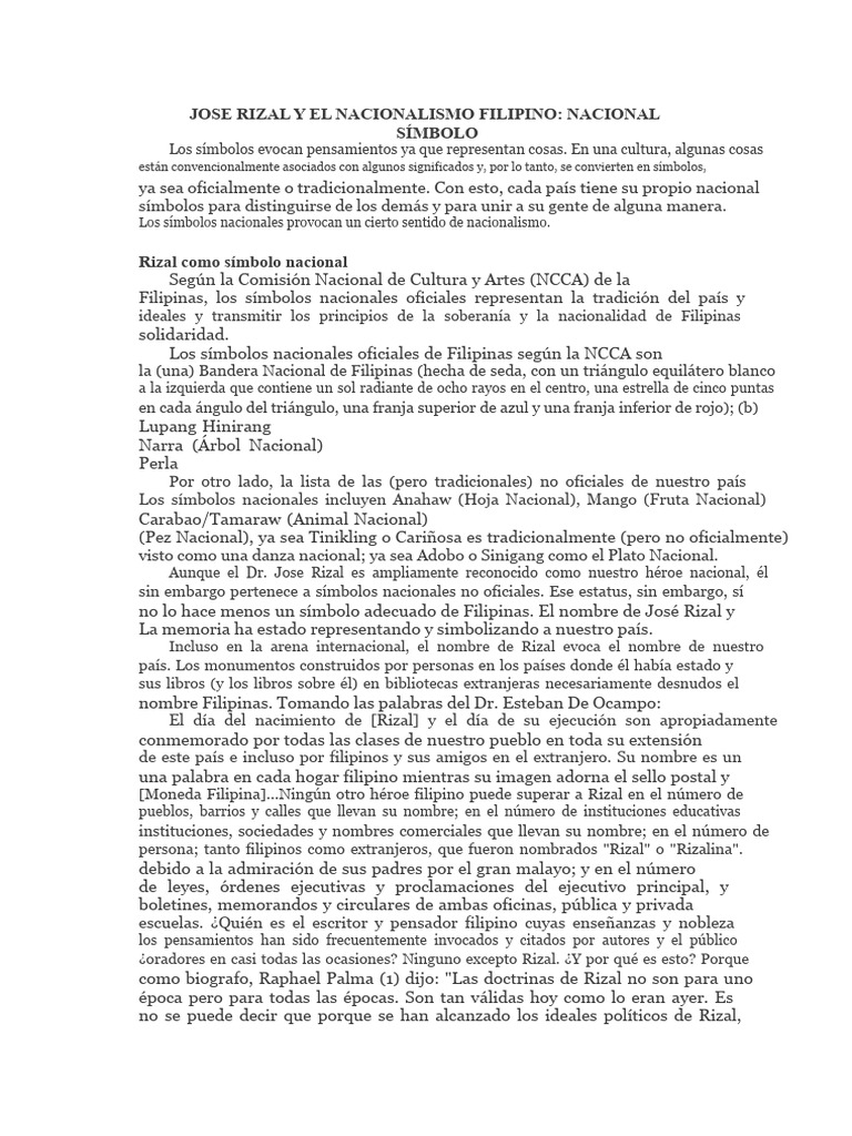Rizal: Símbolo del Nacionalismo Filipino | PDF | Filipinas