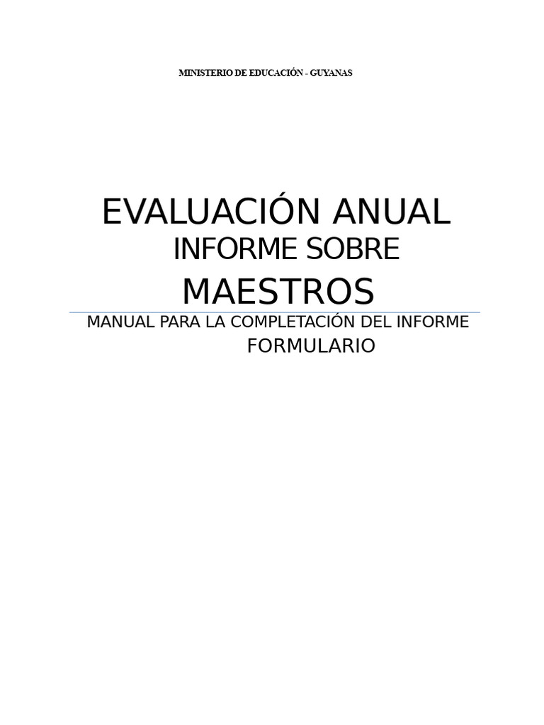 Informe de Evaluación Anual de Docentes | PDF | Evaluación | Maestros