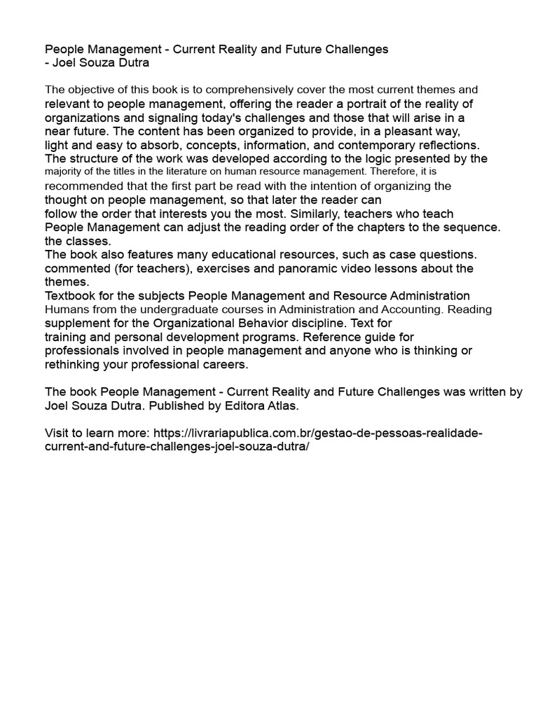 People Management - Current Reality and Future Challenges - Joel Souza ...