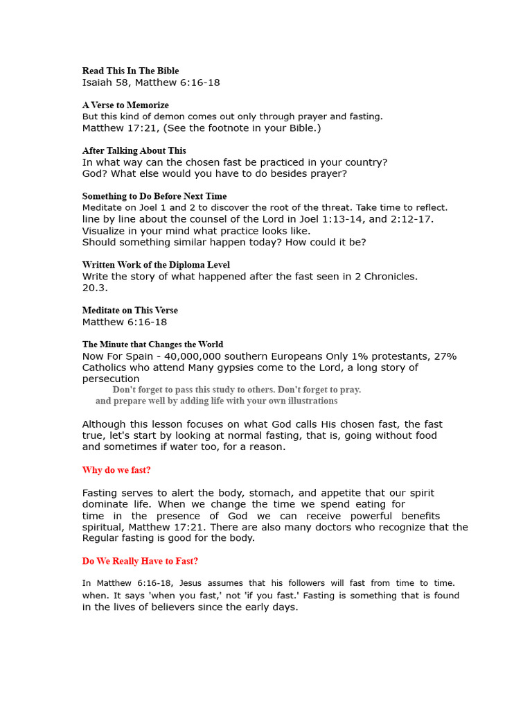 Understanding True Fasting in the Bible | PDF | Acts Of The Apostles ...