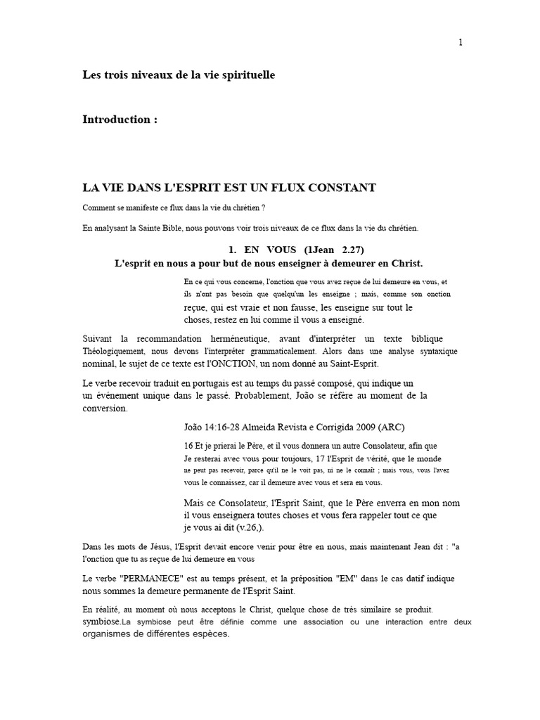 Trois niveaux de la vie spirituelle chrétienne | PDF | Saint-Esprit | Dieu