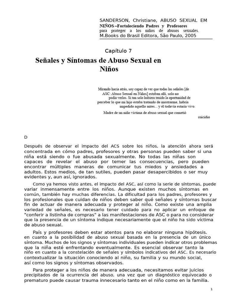 Señales de Abuso Sexual en Niños | PDF | Las emociones | Abuso infantil