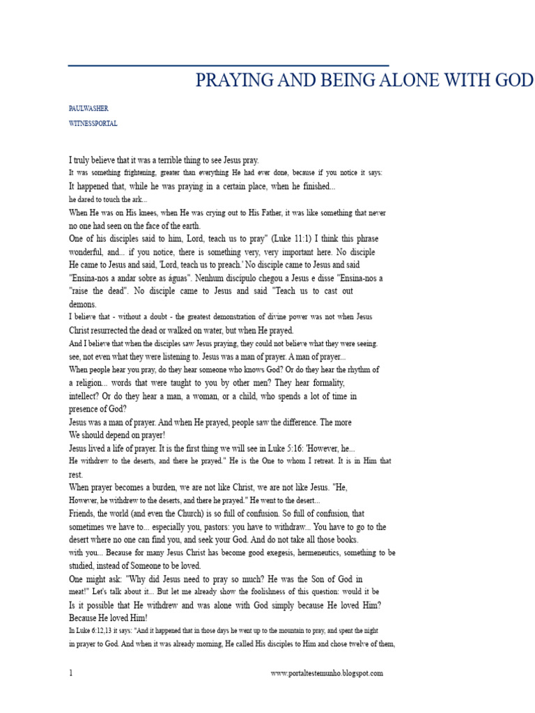 The Power of Prayer in Jesus' Life | PDF | Jesus | God The Father