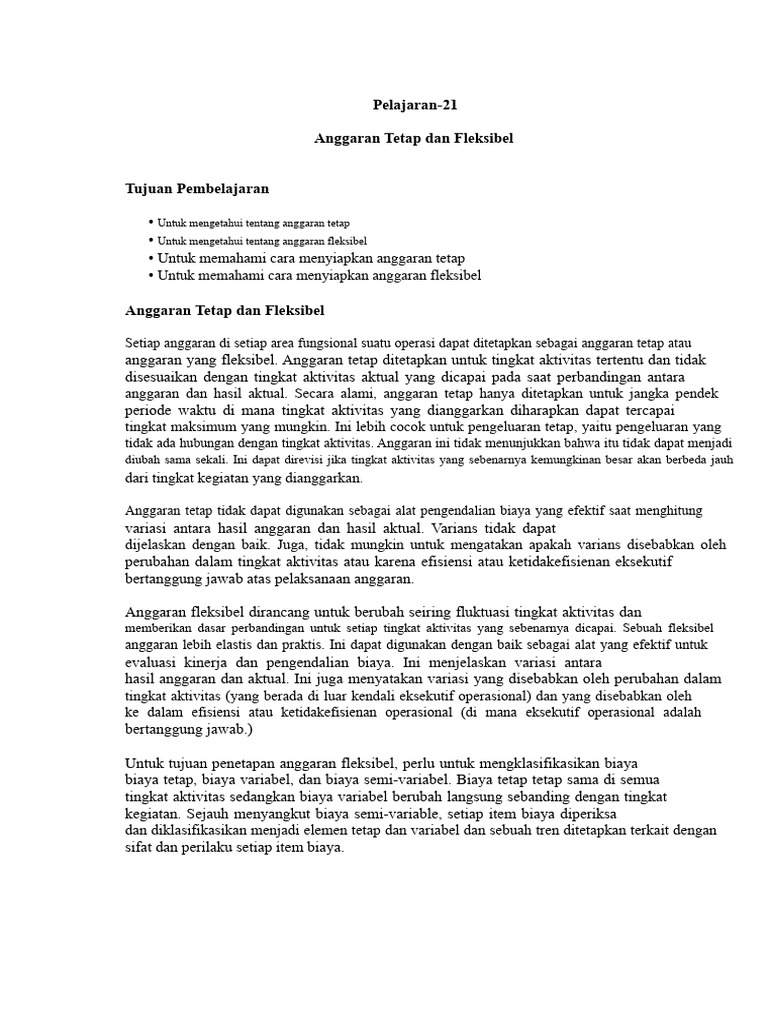 Anggaran Tetap vs Fleksibel: Panduan Lengkap | PDF