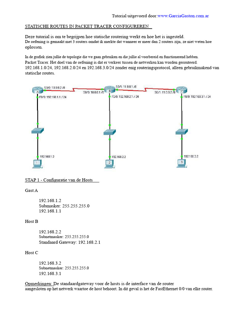 Statische Routes in Packet Tracer | PDF