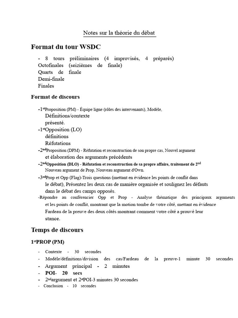 Guide du format de débat WSDC | PDF | Sourire | Argumentation
