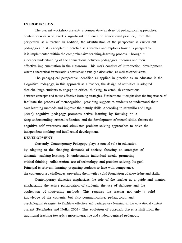 Comparative Analysis of Pedagogies | PDF | Pedagogy | Learning