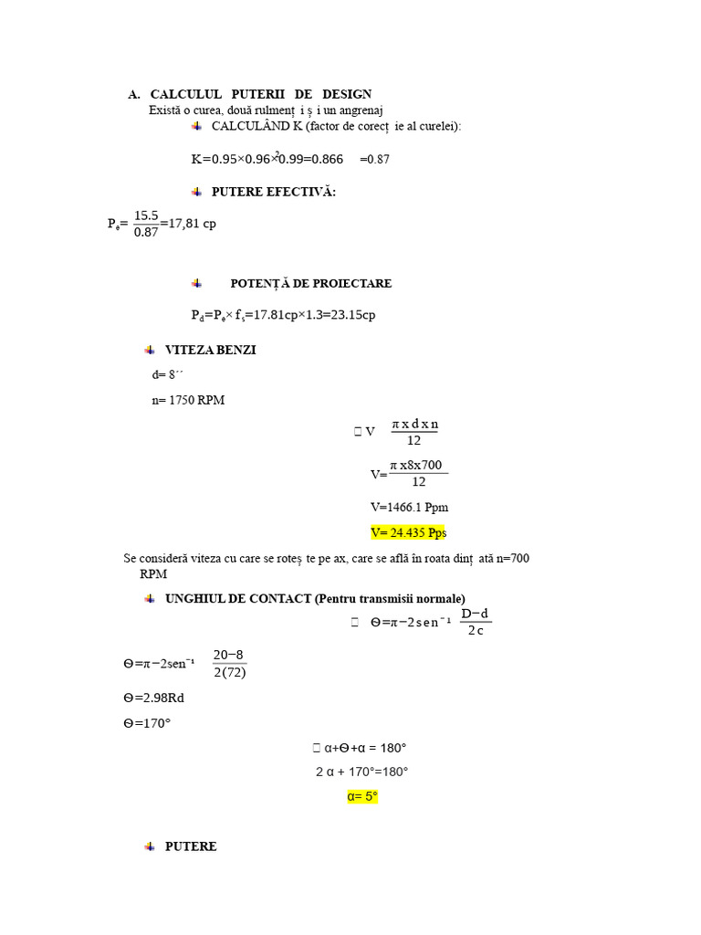 Calculul Puterii de Proiectare | PDF