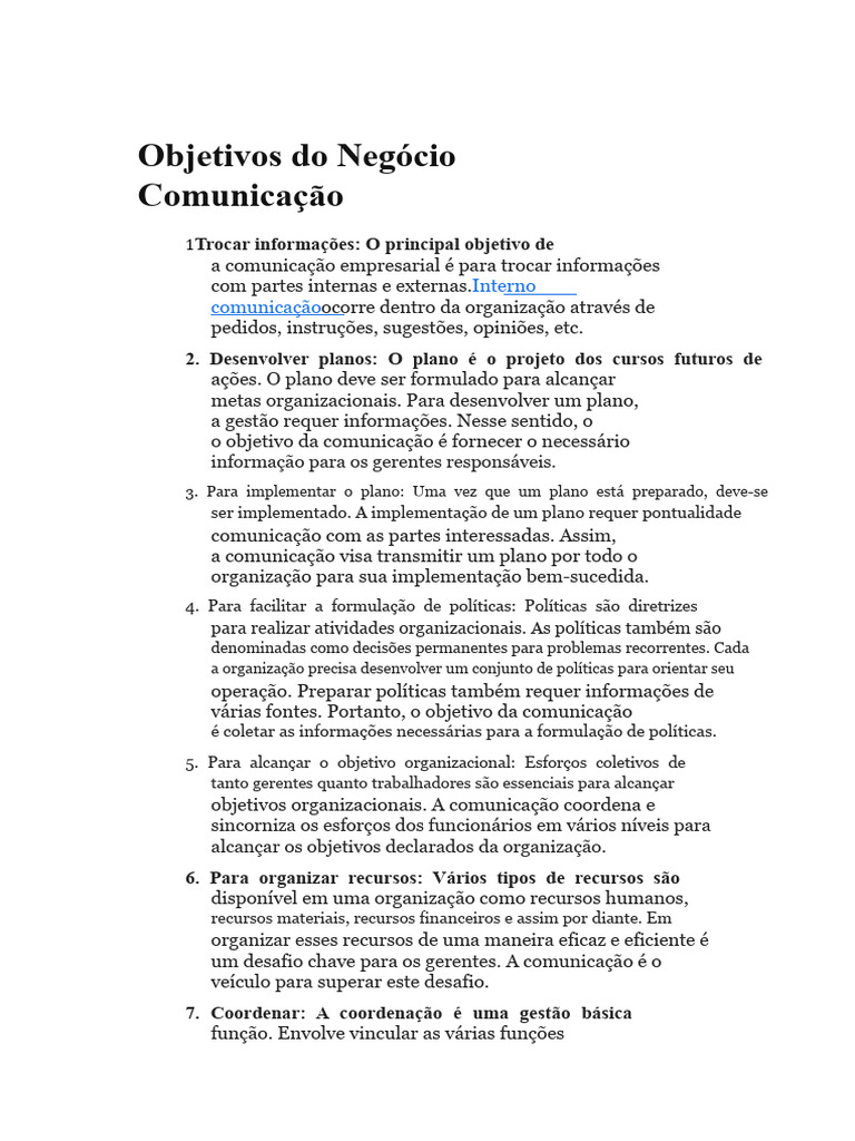 Objetivos da Comunicação Empresarial | PDF | Comunicação | Satisfação ...