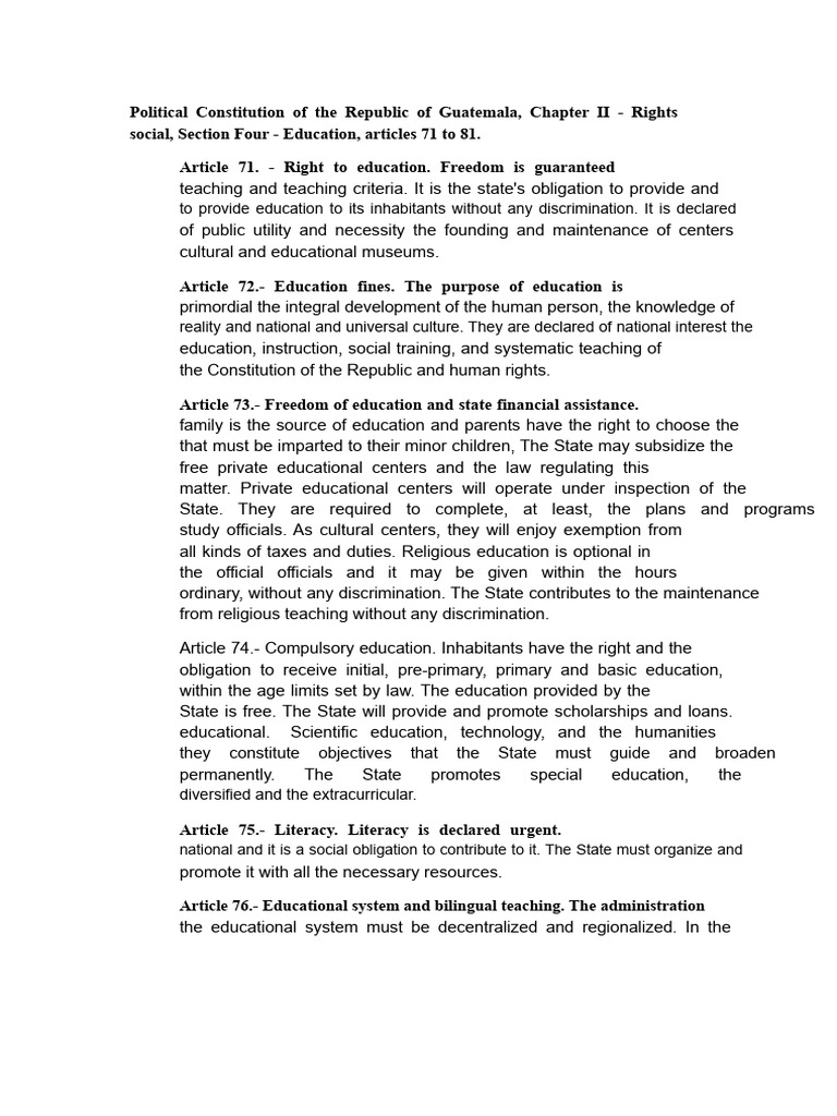 Political Constitution of The Republic of Guatemala, Chapter II ...