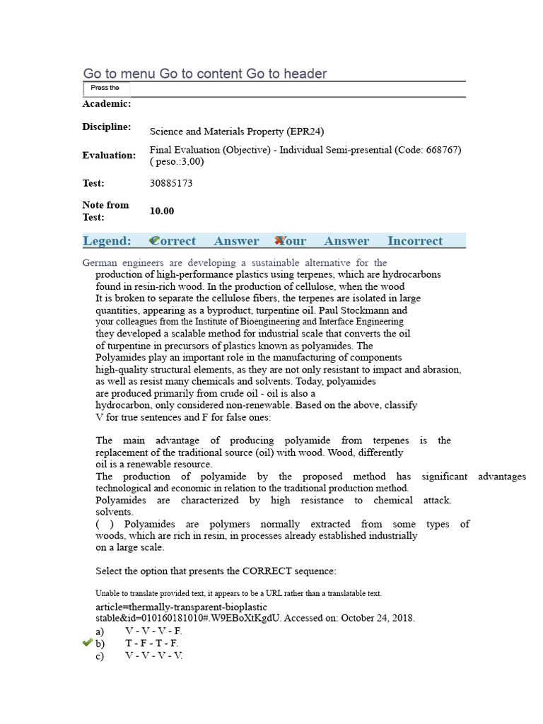 Science and Materials Properties - Final Assessment - Objective | PDF ...
