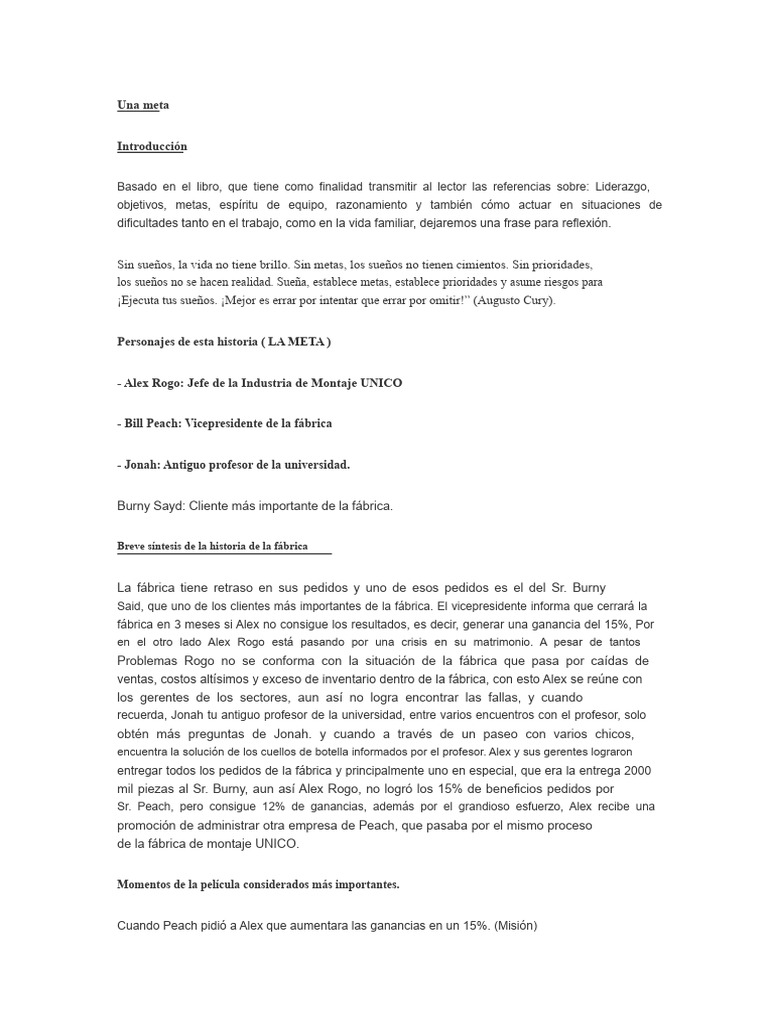 Película - La Meta | PDF | Economias