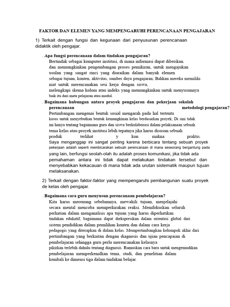 Faktor Kunci Perencanaan Pengajaran | PDF