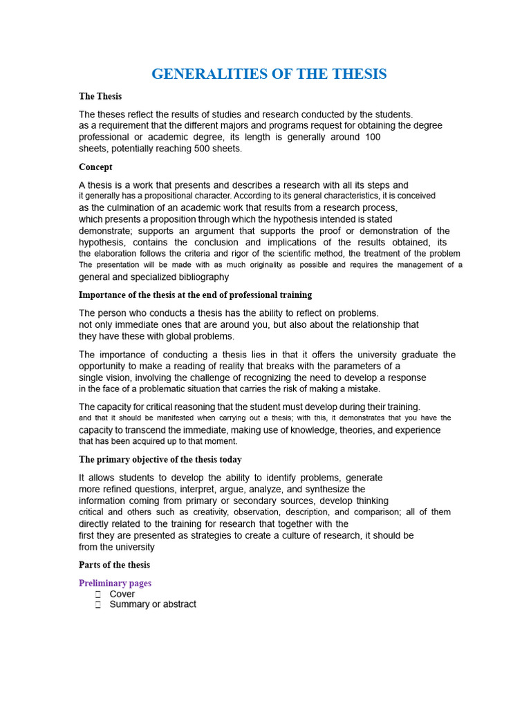 Thesis Overview and Importance | PDF | Critical Thinking | Knowledge