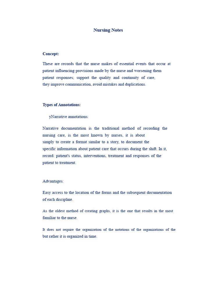 Types of Nursing Notes Explained | PDF | Nursing | Annotation