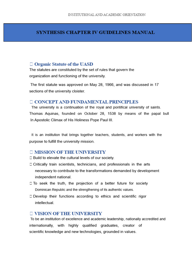Synthesis Chapter IV Guidance Manual | PDF