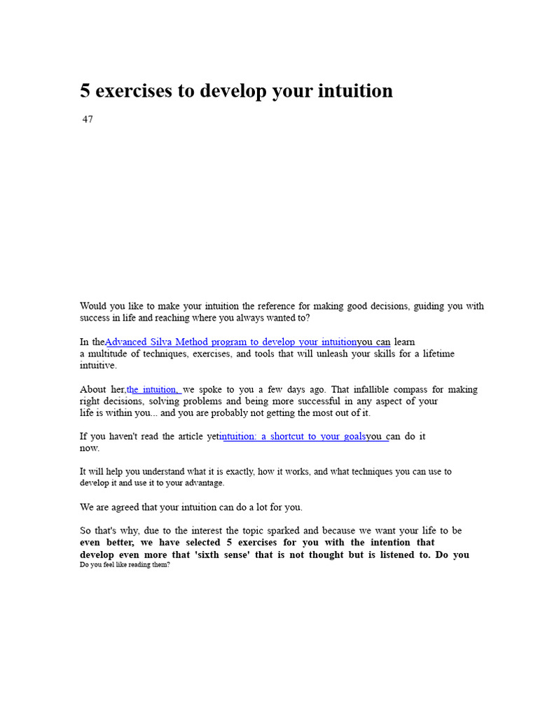 5 Exercises to Enhance Your Intuition | PDF | Meditation | Intuition