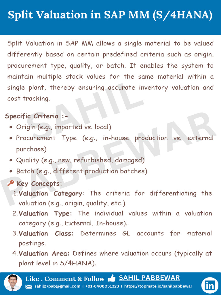 Split Valuation in SAP MM Overview | PDF | Valuation (Finance) | Inventory