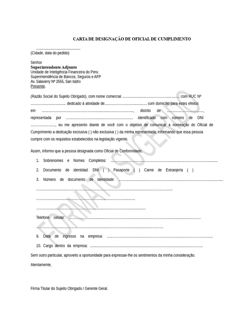Designação de Oficial de Cumprimento | PDF
