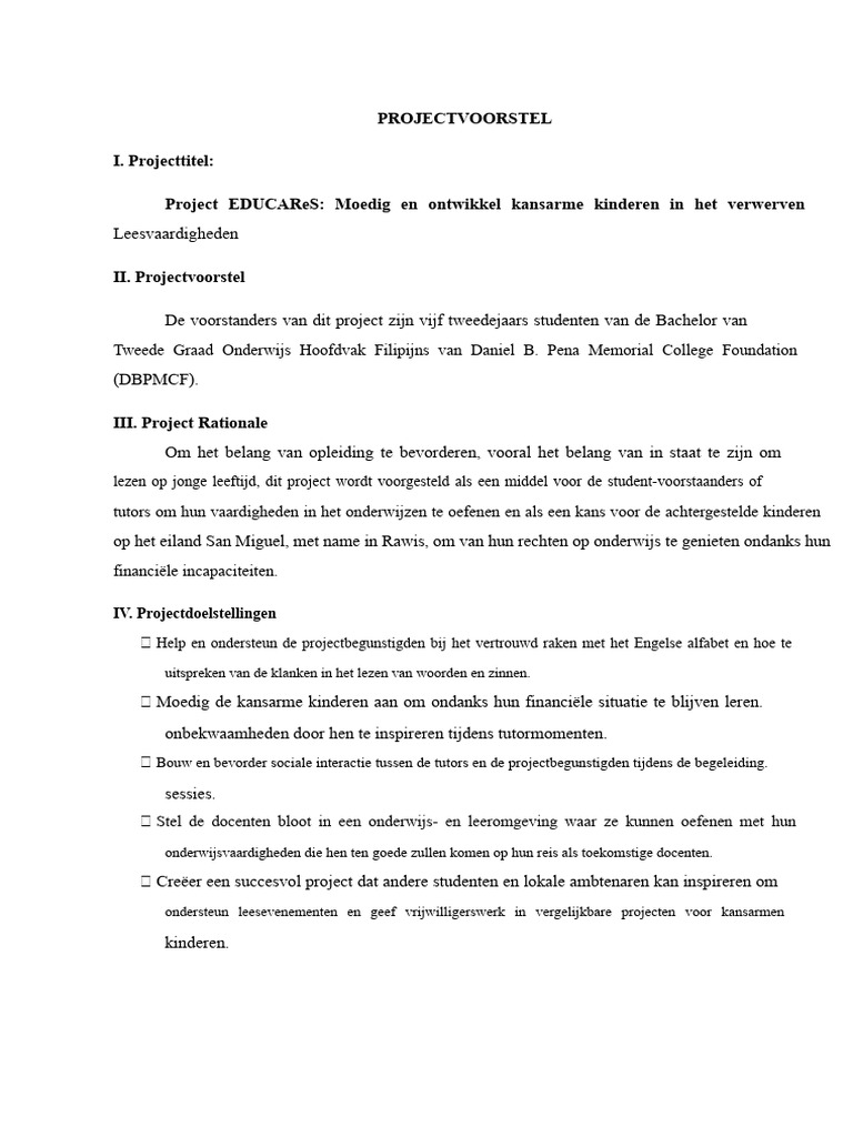 PROJECTVOORSTEL | PDF