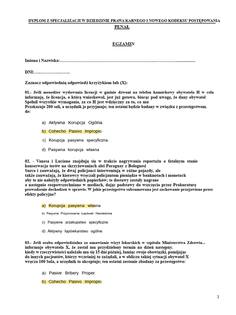 3 EGZAMIN Dyplomowany Prawo Karne I NCPP | PDF