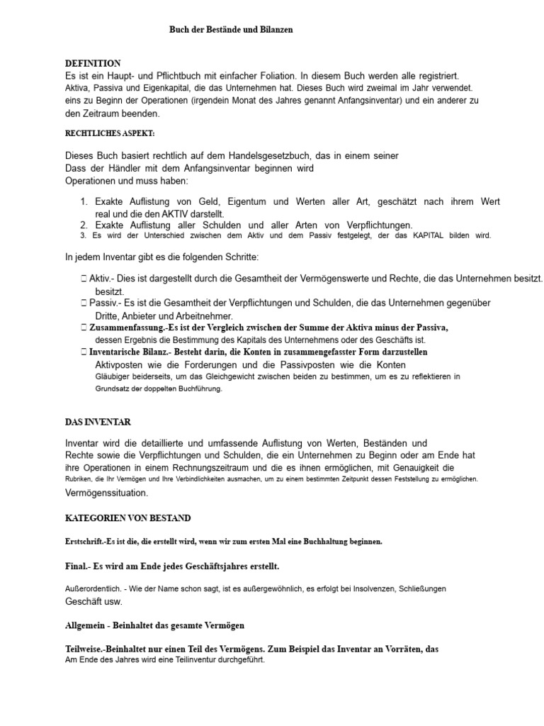 Buch Der Inventare Und Bilanzen | PDF