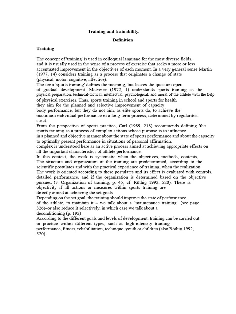Understanding Sports Training and Trainability | PDF | Sports | Concept