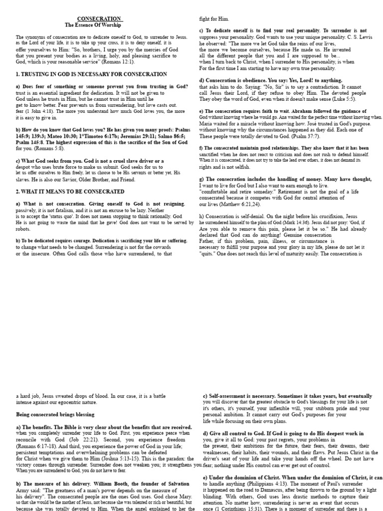 Understanding Consecration and Surrender | PDF | Jesus | God
