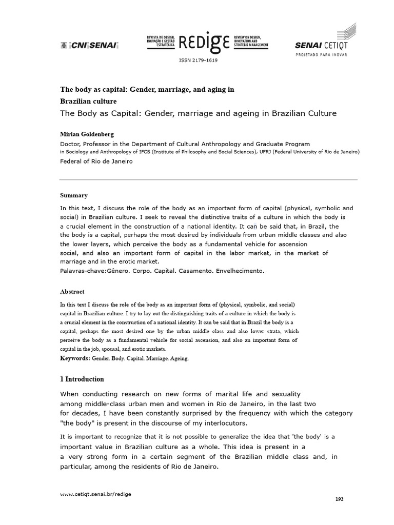 Body as Capital in Brazilian Culture | PDF | Capital (Economics ...