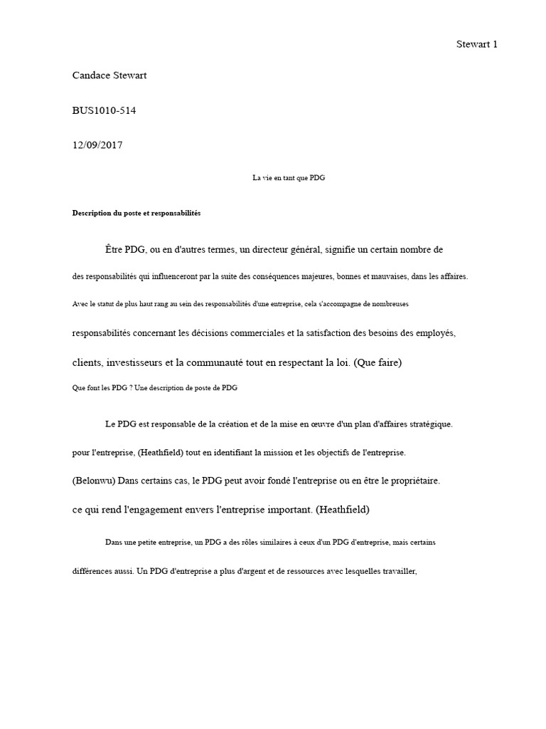 Rôle et responsabilités d'un PDG | PDF | Business | Plan d'affaires