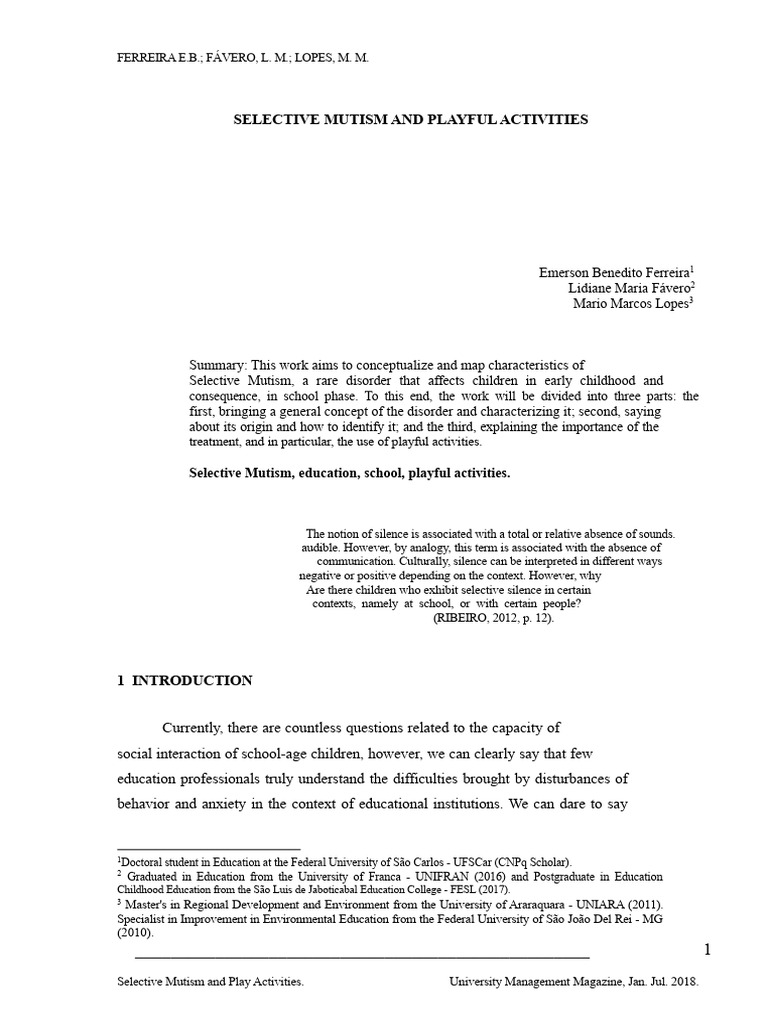 Understanding Selective Mutism in Children | PDF | Anxiety | Mental ...