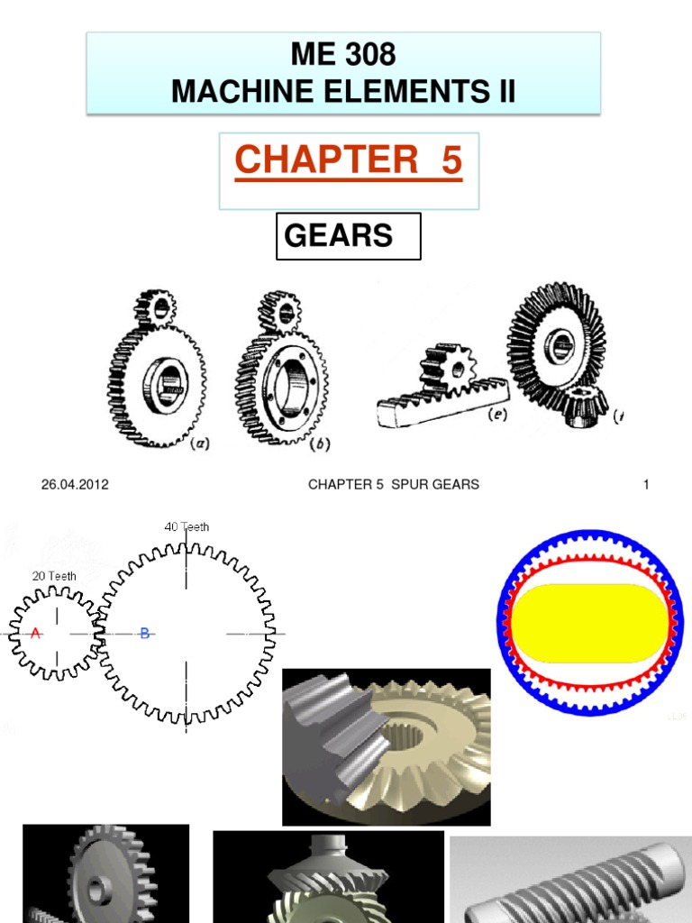ME 308 Machine Elements Ii: 26.04.2012 Chapter 5 Spur Gears 1 | PDF ...