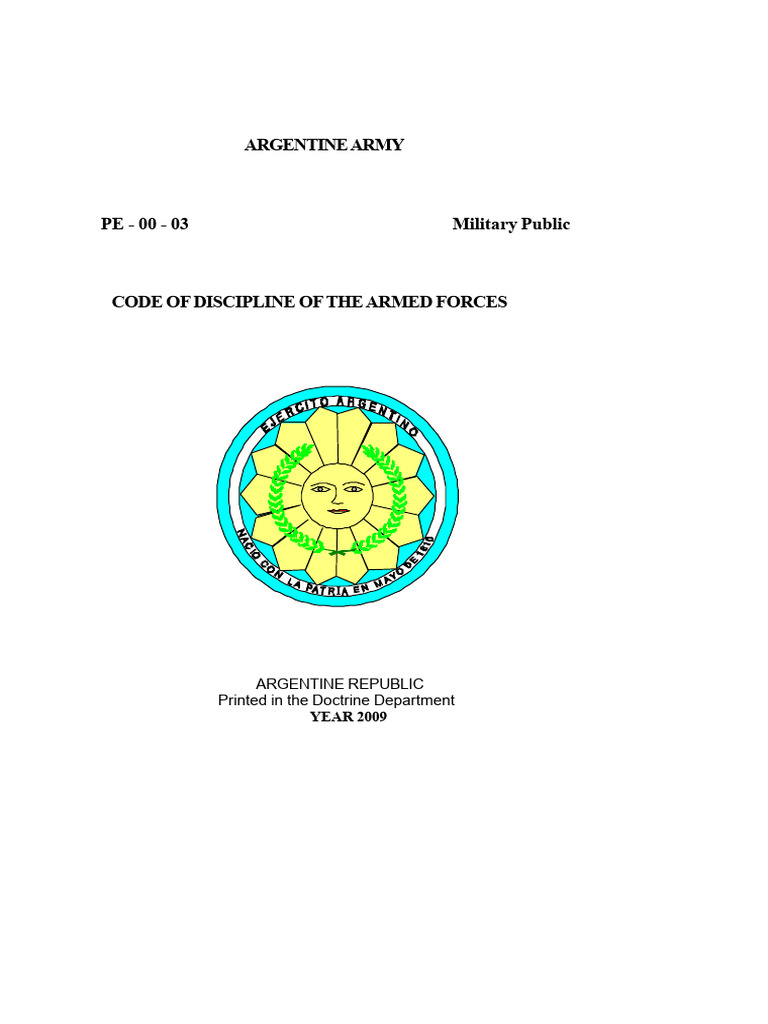 PE-00-03 Code of Discipline of The Armed Forces (2009) | PDF | Military ...