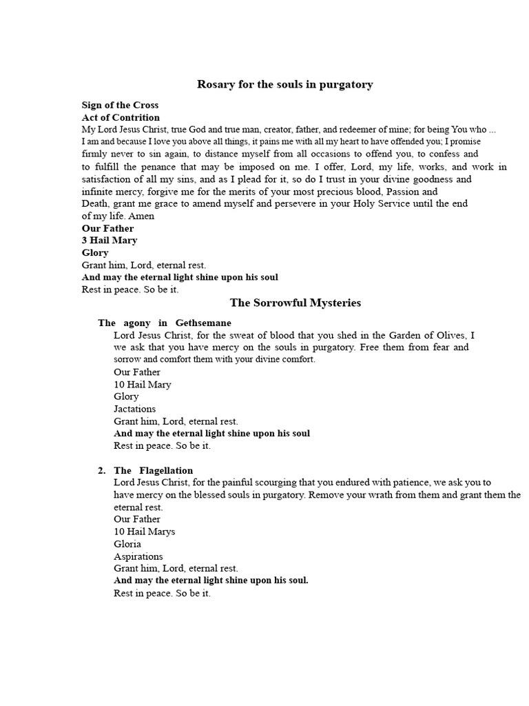 Rosary Prayers for Souls in Purgatory | PDF | Rosary | Lord's Prayer