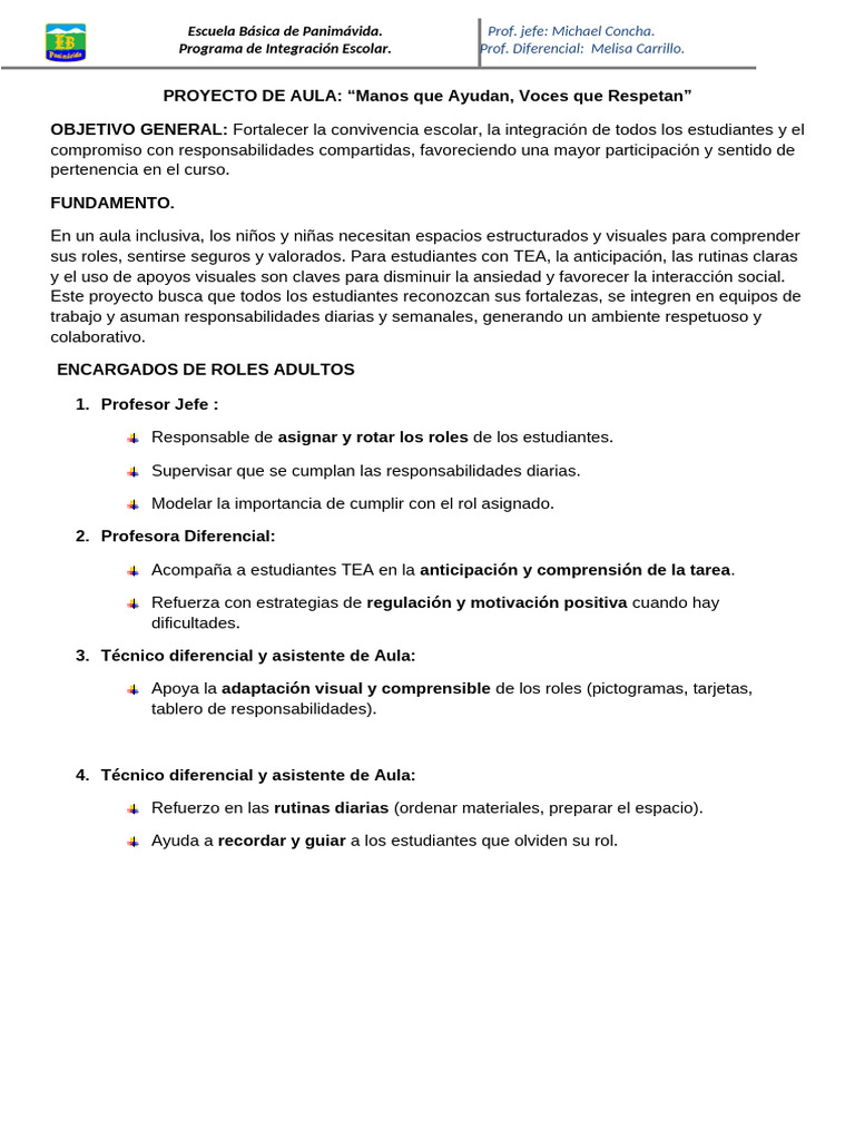 Proyecto de Aula 3°A Segundo Semestre | PDF | Maestros | Salón de clases