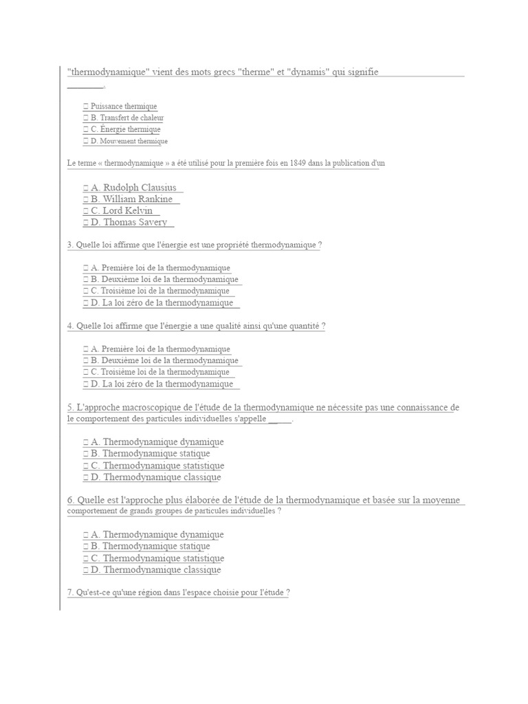 Concepts clés de la thermodynamique | PDF | Thermodynamique | Chaleur