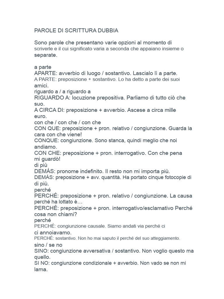Parole Di Scrittura Incerta | PDF