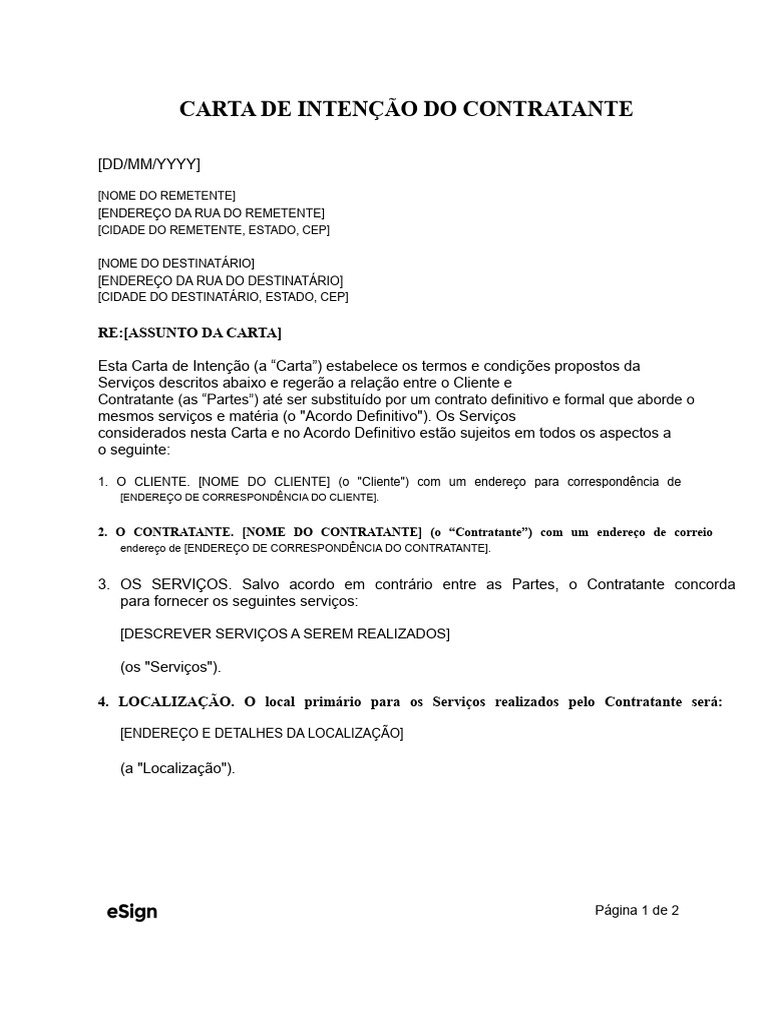Carta de Intenção para Contratação | PDF | Intenção