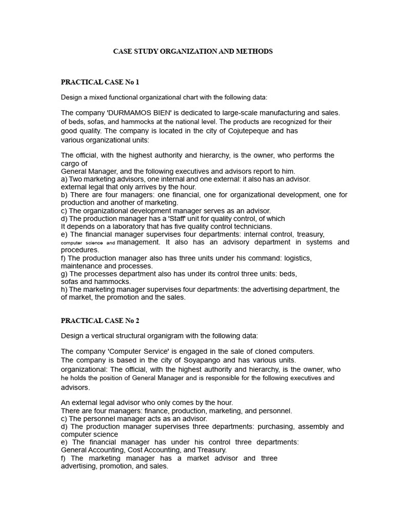 Organizational Structure Case Studies | PDF