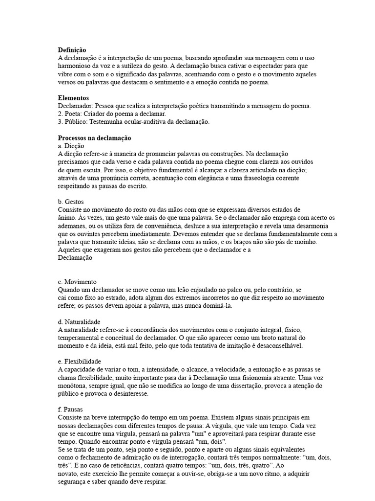 Elementos Da Declamação | PDF