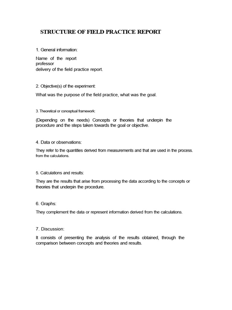 Field Practice Report Structure Guide | PDF