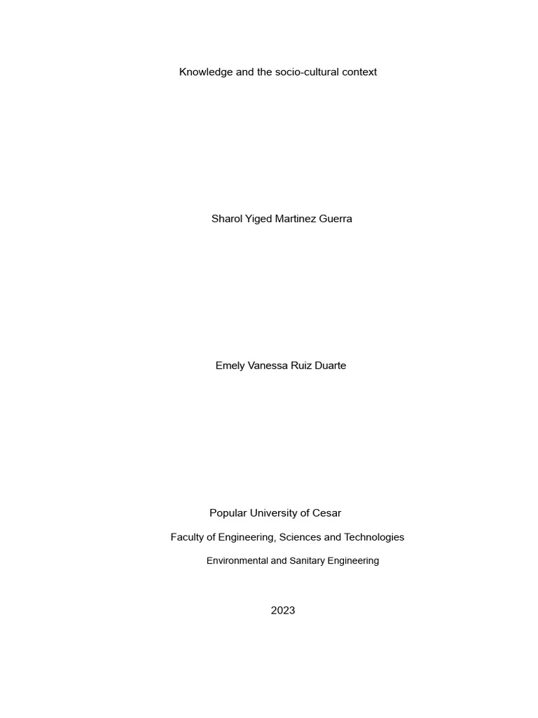 Socio-Cultural Context and Knowledge Insights | PDF | Knowledge ...