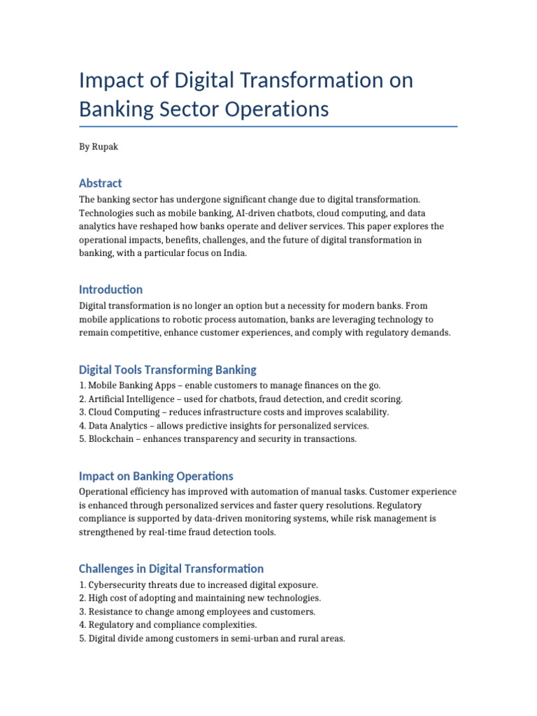 Digital Transformation in Banking Sector | PDF