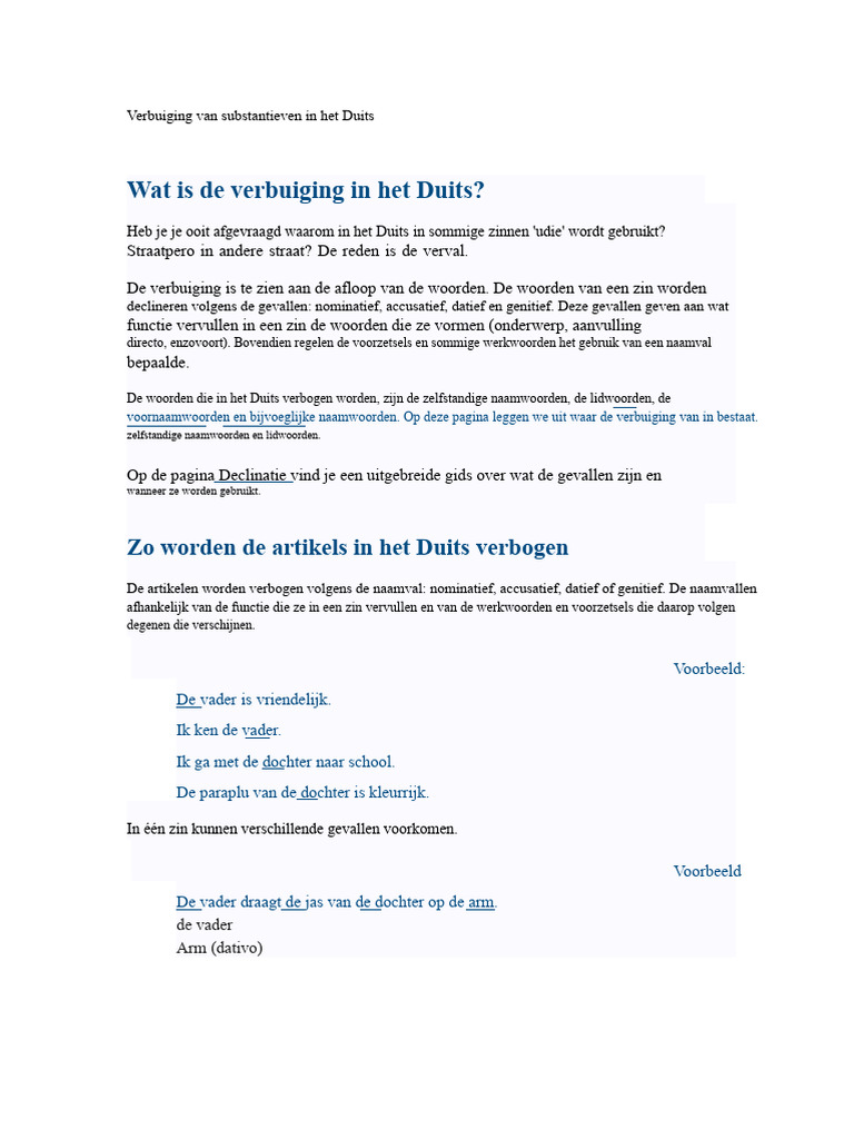 Verbuiging Van Zelfstandige Naamwoorden in Het Duits | PDF