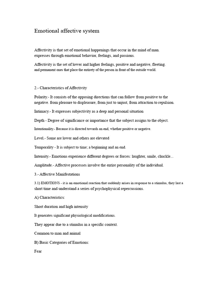 Emotional Affective System | PDF | Emotions | Affect (Psychology)