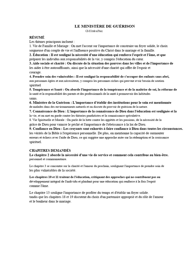 Ministère de guérison et bien-être spirituel | PDF | Dieu | Mariage